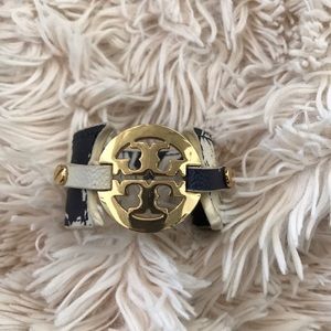 tory burch logo leather cuff